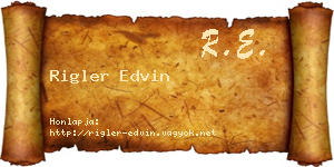 Rigler Edvin névjegykártya